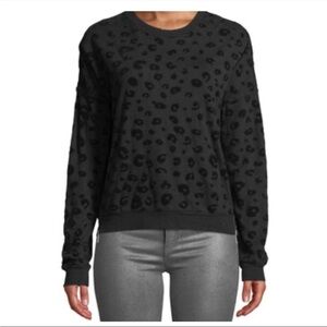 EUC (Worn Once) Rails 'Marlo' Flocked Leopard Pullover Sweatshirt - Black (XS)